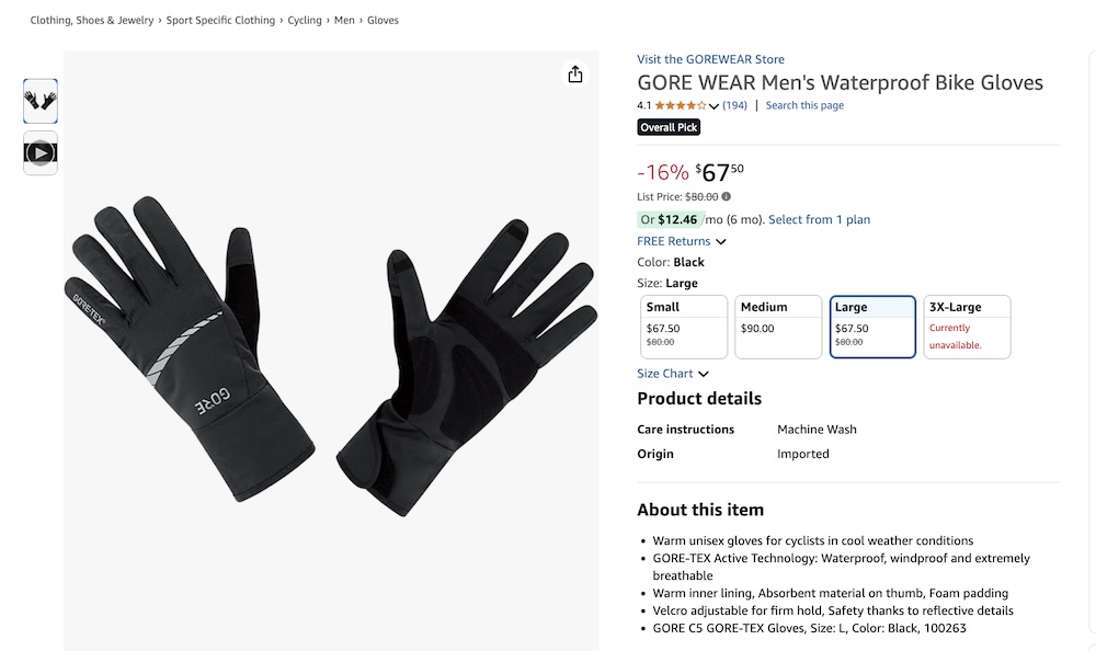 Seleção de roupas e calçados Gore-Tex da Amazon - Blog Qwintry, imagem 6 Luvas de ciclismo Gore