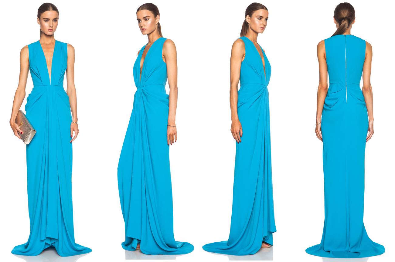 THAKOON (V-Neck Plunge Front Viscose-Blend Gown)