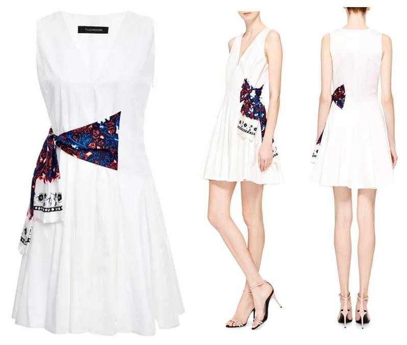 THAKOON (Knotted Shoulder Printed Silk Dress)