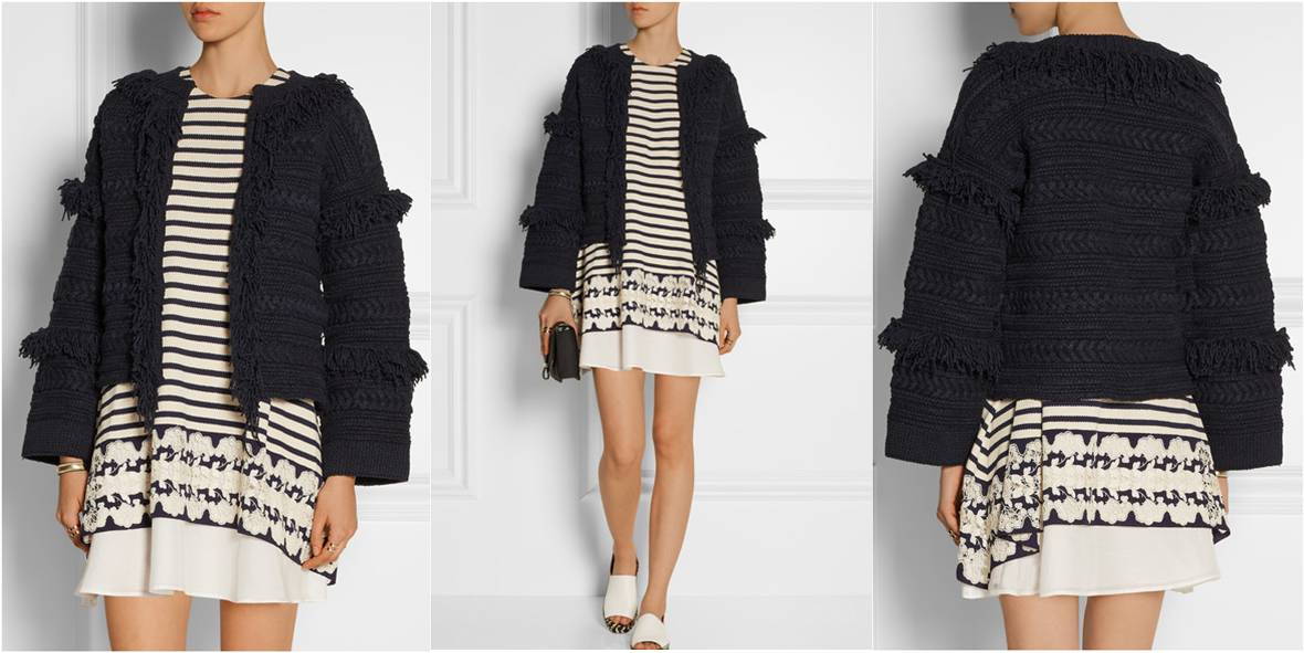 THAKOON (Fringed stretch linen-blend cardigan)