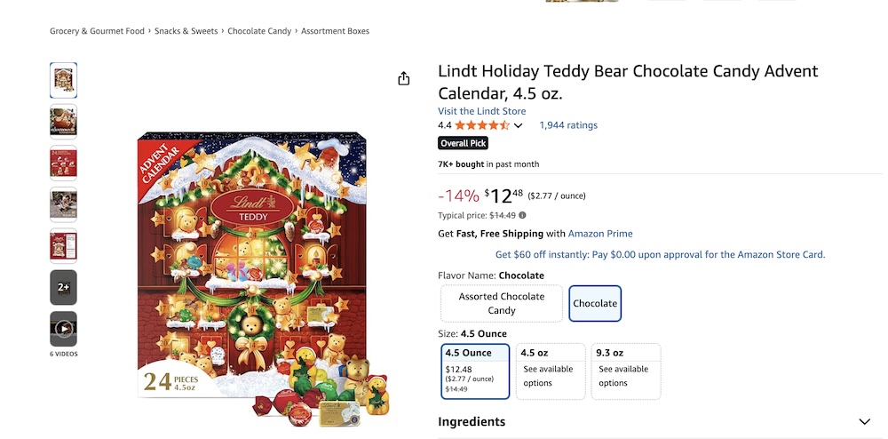 адвент календарь с шоколадками