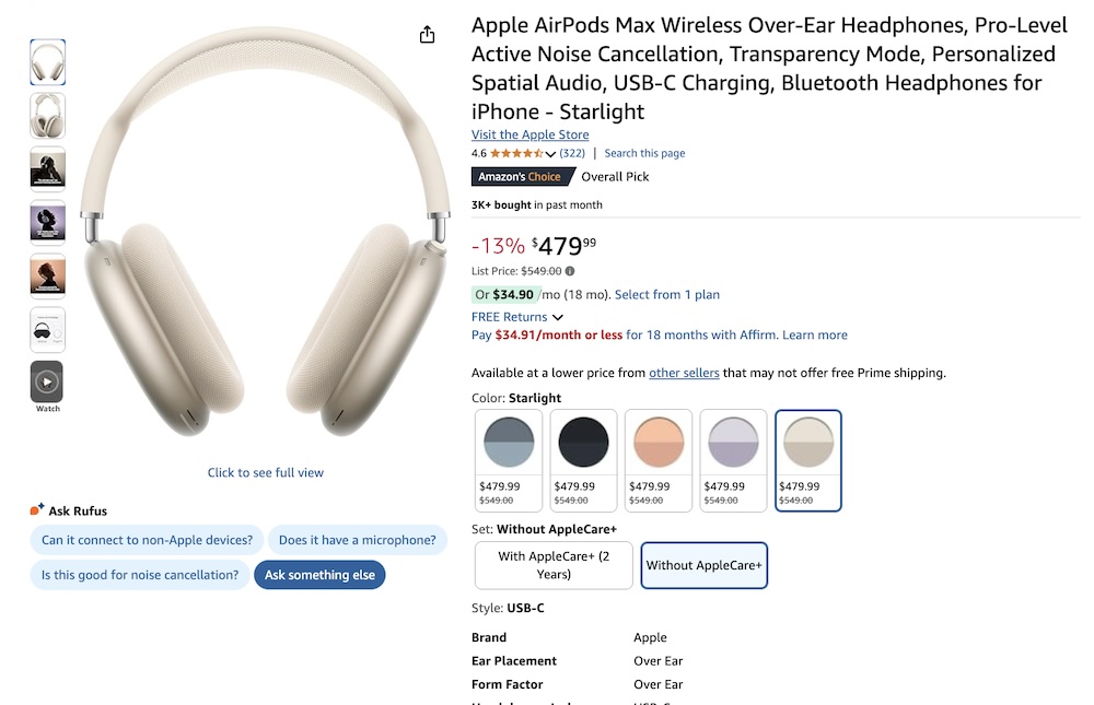 Сколько стоят AirPods Max в Америке - Блог Бандерольки, рис. 1 Эирподс макс цена