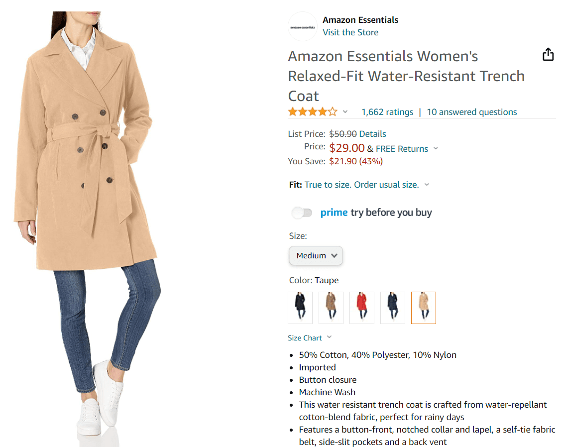 Топ базовых вещей с Amazon - Блог Бандерольки, рис. 1 женский базовый тренч
