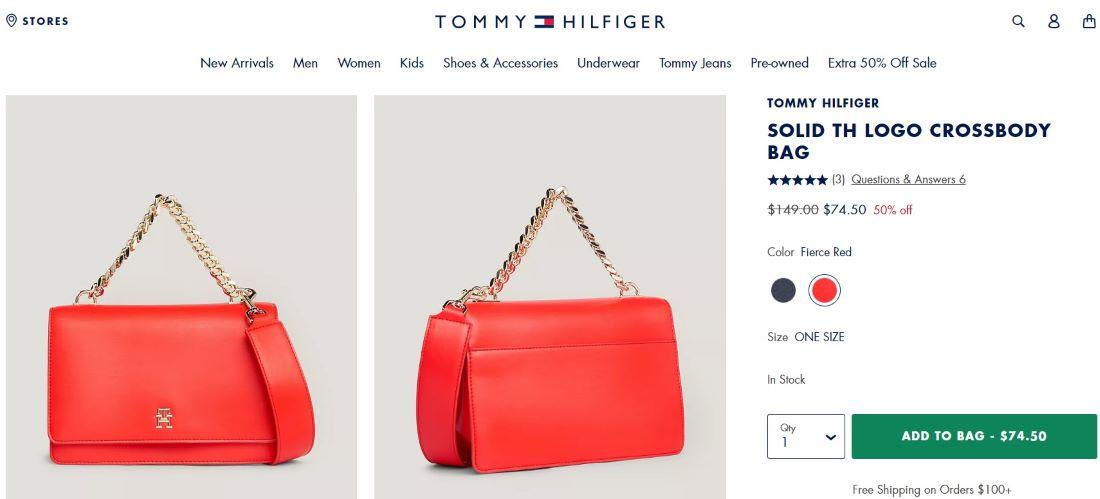 Покупка сумки Томми Хилфигер в США - Блог Бандерольки, рис. 2 сумка Tommy Hilfiger официальный сайт