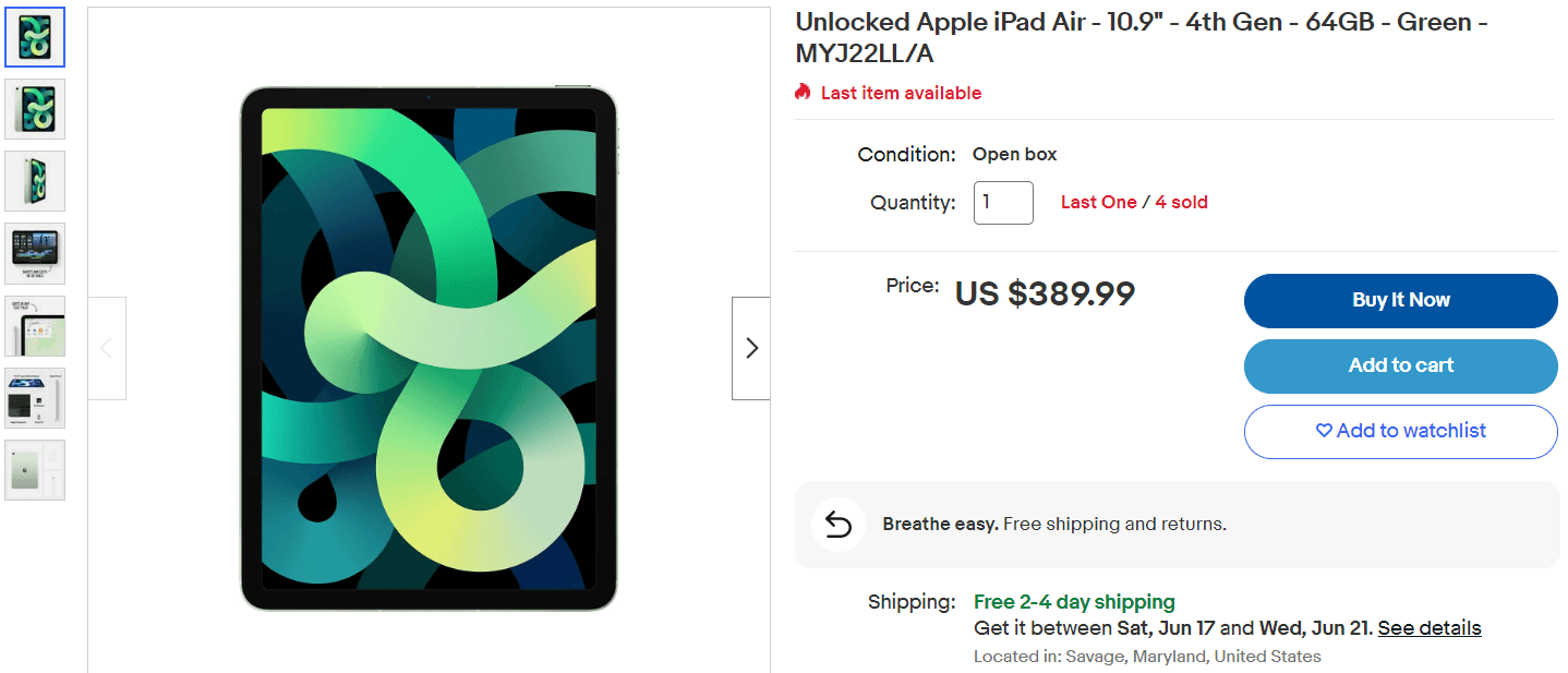 Цена iPad Air в Америке - Блог Бандерольки, рис. 3 восстановленный iPad Air из США