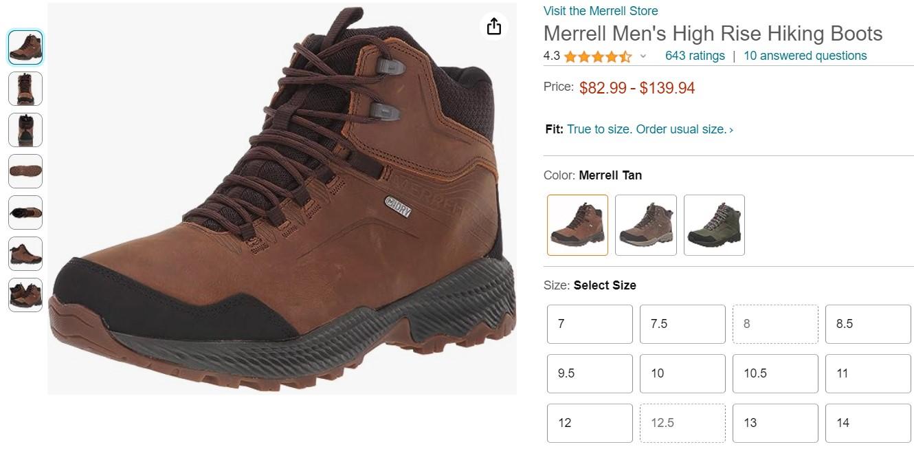 Покупка обуви на Amazon - Блог Бандерольки, рис. 1 Merrell обувь купить