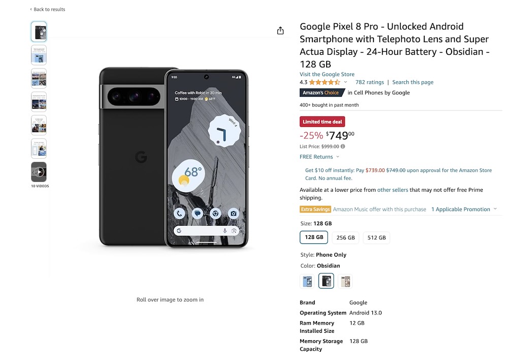 Стоимость смартфонов Google - Блог Бандерольки, рис. 1 Pixel 8 Pro купить