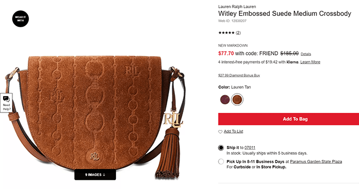 женская сумка через плечо ральф лорен