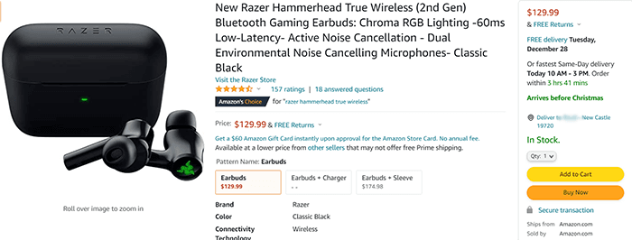 Наушники Razer Hammerhead True Wireless