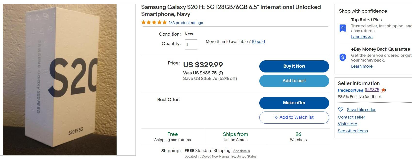 Работают ли смартфоны Samsung Galaxy из США - Блог Бандерольки, рис. 1 Samsung Galaxy S20 FE купить