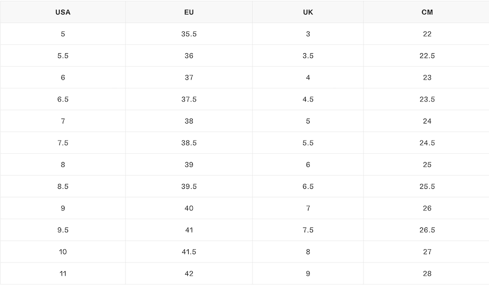 тимберленд размерная сетка
